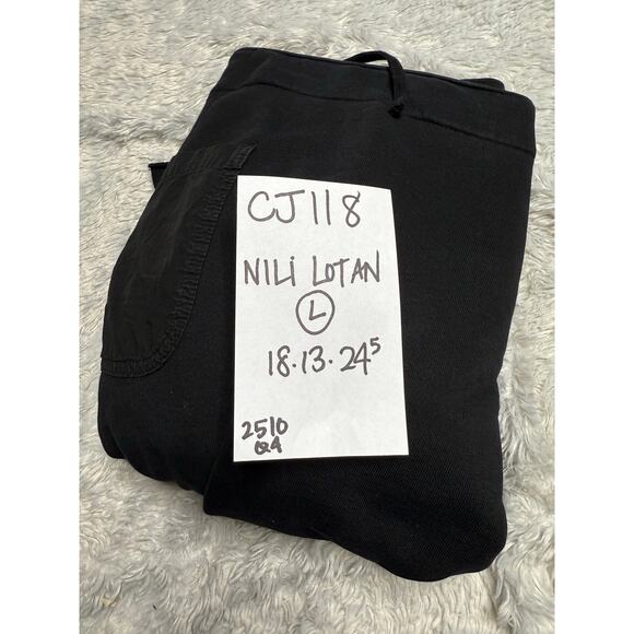 Nili Lotan Kiki Pants Women's Large Crop Wide Leg Black 100% Cotton Made USA - Picture 3 of 7